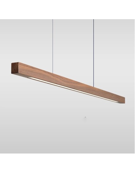 Walnut solid wood long LED chandelier